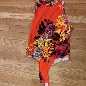NWOT Free People Floral Thong Bodysuit M